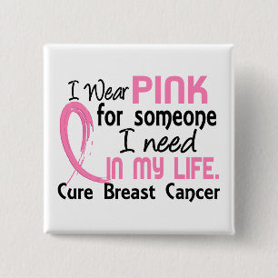 Badge Carré 5 Cm Rose pour quelqu'un j'ai besoin de cancer du sein