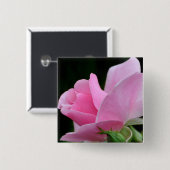 Badge Carré 5 Cm Rose rose (Devant & derrière)