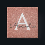 Badge Carré 5 Cm Rose Rose Parties scintillant Or & Monogramme étin<br><div class="desc">Parties scintillant Rose Rose Gold Faux et Aimant Élégant. Ces Magnets peuvent être customisés pour inclure votre nom initial et prénom et sont parfaits pour une fête d'anniversaire,  mariage,  douche nuptiale ou une fête de bachelorette.</div>