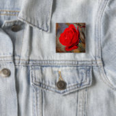 Badge Carré 5 Cm Rose rouge (En situation)