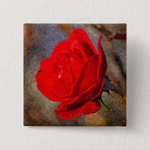 Badge Carré 5 Cm Rose rouge
