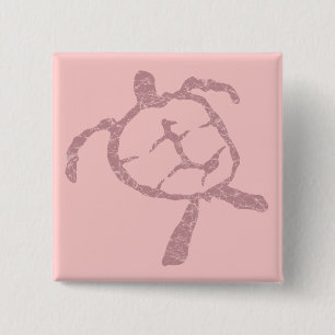 Badge Carré 5 Cm rose tortue