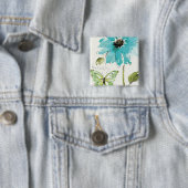 Badge Carré 5 Cm Rosée de matin (En situation)