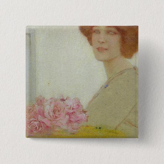 Badge Carré 5 Cm Roses, 1912 (Devant)