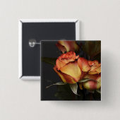 Badge Carré 5 Cm Roses orange, rouge et jaune (Devant & derrière)