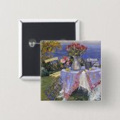 Badge Carré 5 Cm Roses par la mer (Devant & derrière)