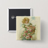 Badge Carré 5 Cm Roses roses roses roses mignonnes (Devant & derrière)