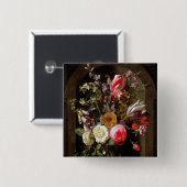 Badge Carré 5 Cm Roses, tulipes et d'autres fleurs (Devant & derrière)