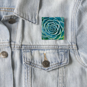 Badge Carré 5 Cm Rosette d'Echeveria, Jardin Secret de Marrakech