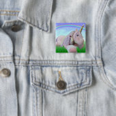 Badge Carré 5 Cm Rosey la licorne (En situation)