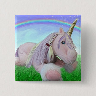 Badge Carré 5 Cm Rosey la licorne