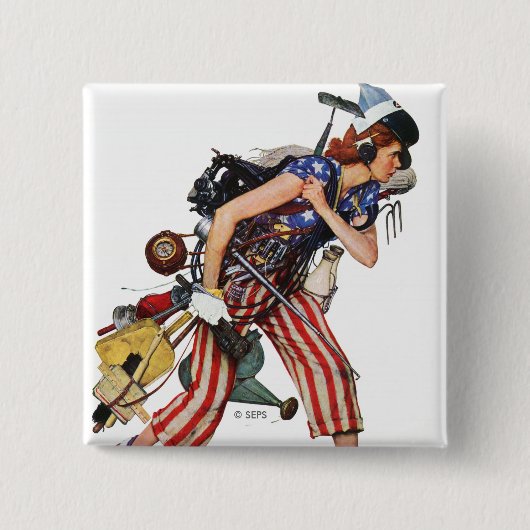 Badge Carré 5 Cm Rosie à la Secourt (Devant)