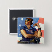 Badge Carré 5 Cm Rosie la riveteuse (Devant & derrière)