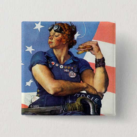 Badge Carré 5 Cm Rosie la riveteuse (Devant)