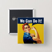 Badge Carré 5 Cm Rosie le Riveter| Bouton (Devant & derrière)