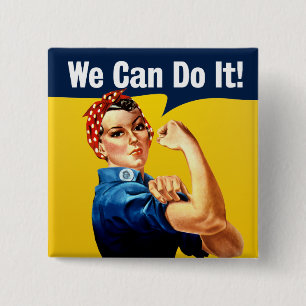 Badge Carré 5 Cm Rosie le Riveter Bouton