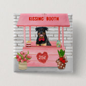 Badge Carré 5 Cm Rottweiler Chien Valentine's Day Kissing Booth (Devant)