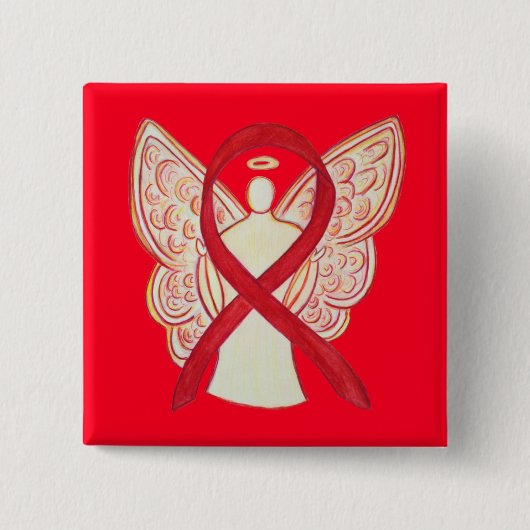 Badge Carré 5 Cm Rouge Angle de sensibilisation Ruban d'art personn (Devant)