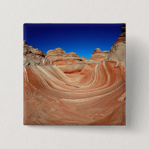 Badge Carré 5 Cm Rouge, beige et jaune strié au vent et