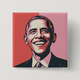 Badge Carré 5 Cm Rouge, Blanc et Bleu Patriotique Barack Obama