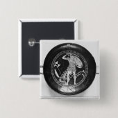 Badge Carré 5 Cm Rouge-chiffre tasse de grenier (Devant & derrière)