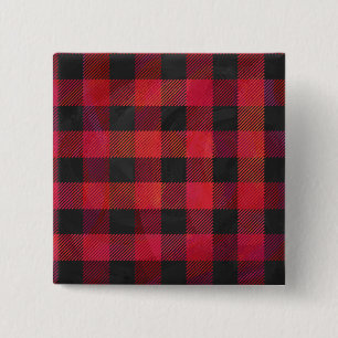 Badge Carré 5 Cm Rouge et noir À damiers plaid