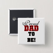 Badge Carré 5 Cm Rouge et Noir Fier Papa d'être tshirts et cadeaux (Devant & derrière)