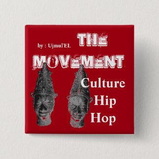 Badge Carré 5 Cm (Rouge) le bouton de hip hop de culture de