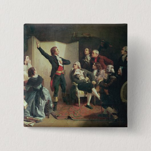 Badge Carré 5 Cm Rouget de Lisle chantant le Marseillaise (Devant)