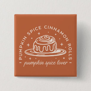 Badge Carré 5 Cm Rouleaux de cannelle à épices citrouilles