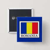 Badge Carré 5 Cm Roumanie (Devant & derrière)