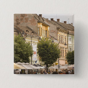 Badge Carré 5 Cm Roumanie, Sibiu. Nouvelle Ville. RF)