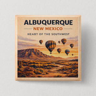 Badge Carré 5 Cm Route 66 Albuquerque Balloon Fierté du Sud-Ouest