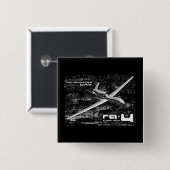 Badge Carré 5 Cm RQ-4 Global Hawk (Devant & derrière)