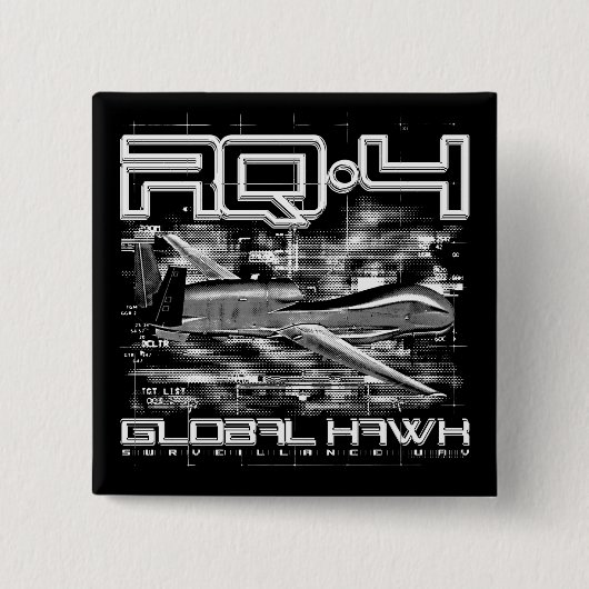 Badge Carré 5 Cm RQ-4 Global Hawk (Devant)