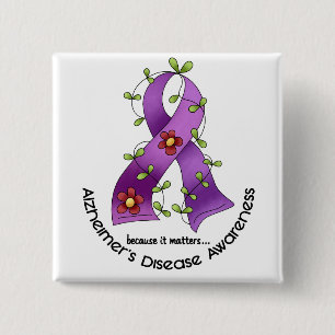 Badge Carré 5 Cm Ruban 1 de fleur de CONSCIENCE de MALADIE
