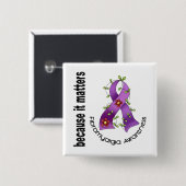 Badge Carré 5 Cm Ruban 3 de fleur de fibromyalgie (Devant & derrière)