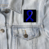 Badge Carré 5 Cm Ruban bleu 3 de cancer du colon (En situation)