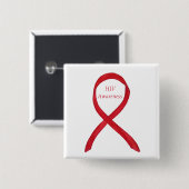Badge Carré 5 Cm Ruban d'art personnalisé de sensibilisation au VIH (Devant & derrière)