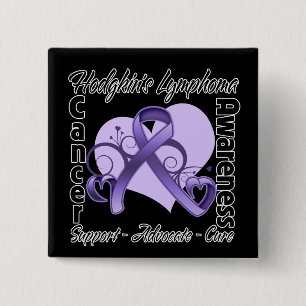 Badge Carré 5 Cm Ruban de coeur - conscience de lymphome de