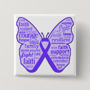 Badge Carré 5 Cm Ruban de papillon de conscience de maladie de