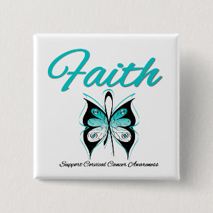 Badge Carré 5 Cm Ruban de papillon de foi de cancer du col de