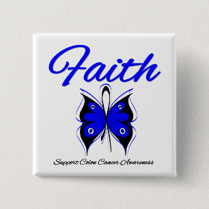 Badge Carré 5 Cm Ruban de papillon de foi de cancer du colon