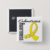 Badge Carré 5 Cm Ruban de pierre gemme de conscience d'endométriose (Devant & derrière)