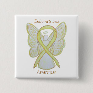 Badge Carré 5 Cm Ruban de sensibilisation à l'endométriose Éping