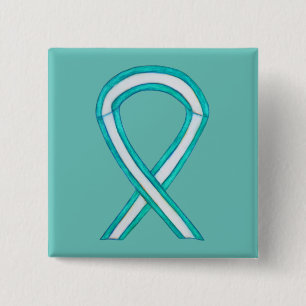 Badge Carré 5 Cm Ruban de sensibilisation au cancer du col utérin
