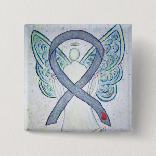 Badge Carré 5 Cm Ruban de sensibilisation au diabète Angle personna