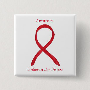 Badge Carré 5 Cm Ruban de sensibilisation aux maladies cardiovascul