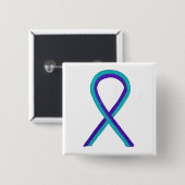 Badge Carré 5 Cm Ruban de sensibilisation Turquoise et violette Épi (Devant & derrière)