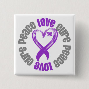Badge Carré 5 Cm Ruban de traitement d'amour de paix de Cancer